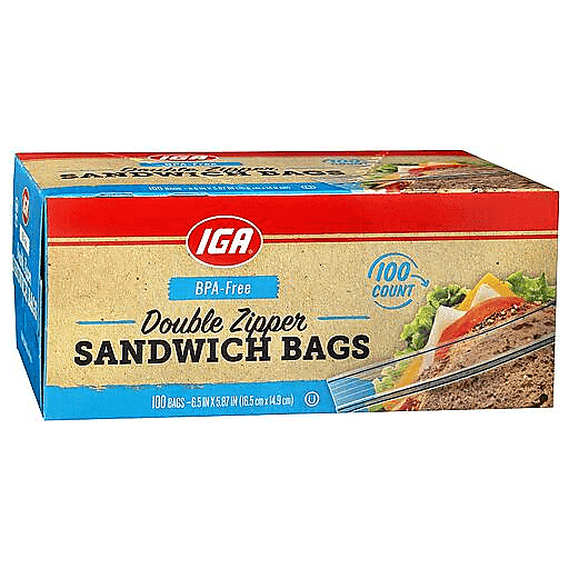 Glad Zipper Bags, Sandwich 100 ea, Freezer, Storage Bags