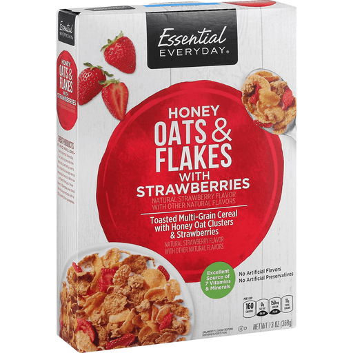 Essential Everyday Cereal, Honey Oats & Flakes With Strawberries, Shop
