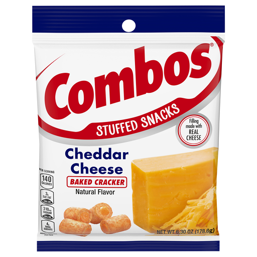 Combos Stuffed Snacks Cheddar Cheese Baked Crackers 6.3 oz