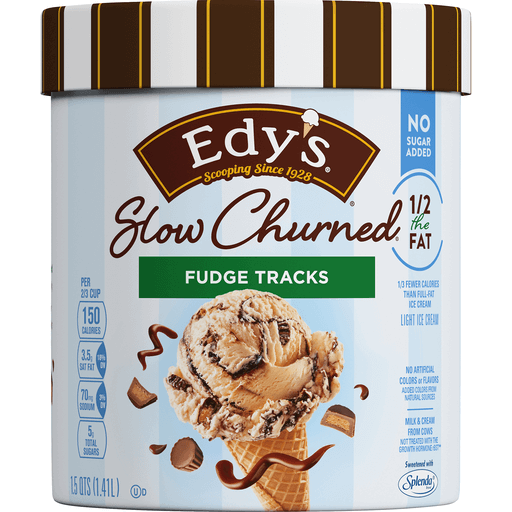 Edy S Dreyer S Slow Churned No Sugar Added Fudge Tracks Light Ice Cream