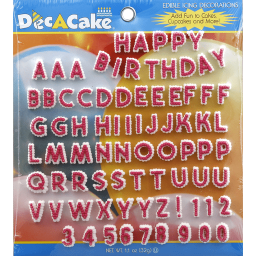 DecACake Edible Icing Decorations, Letters and Numbers Assortment