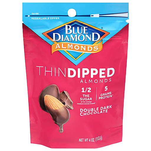Blue Diamond Almonds Thin Dipped Double Dark Chocolate Almonds 4 oz