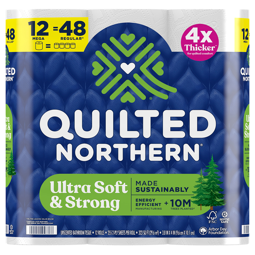 Quilted Northern 2 Ply Unscented Mega Rolls Bathroom Tissue 12 ea