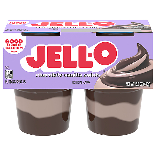 Jell O Chocolate Vanilla Swirls Pudding Snacks 15.5 oz