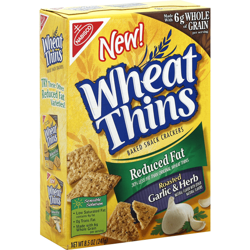 Wheat Thins Crackers, Reduced Fat, Baked, Roasted Garlic & Herb ...