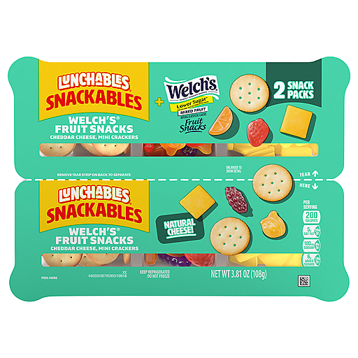 Lunchables Welch's Fruit Snacks, Cheddar Cheese, Mini Crackers Snack Packs 2 ea
