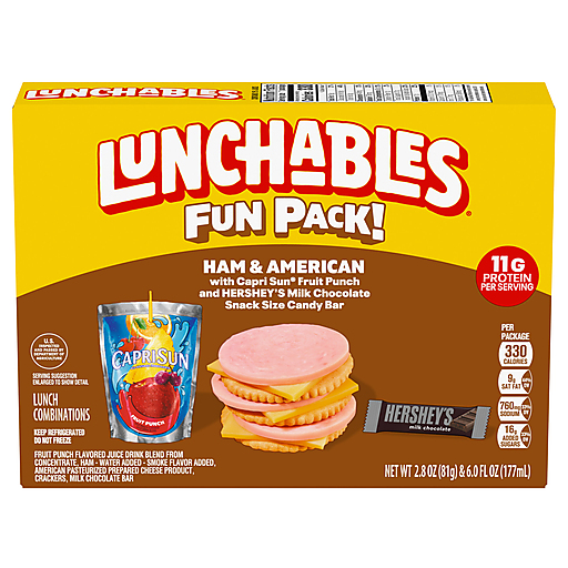 Lunchables Ham & American with Capri Sun Fruit Punch & Hershey's Milk Chocolate Bar Fun Pack, 2.8 oz & 6 fl oz Package