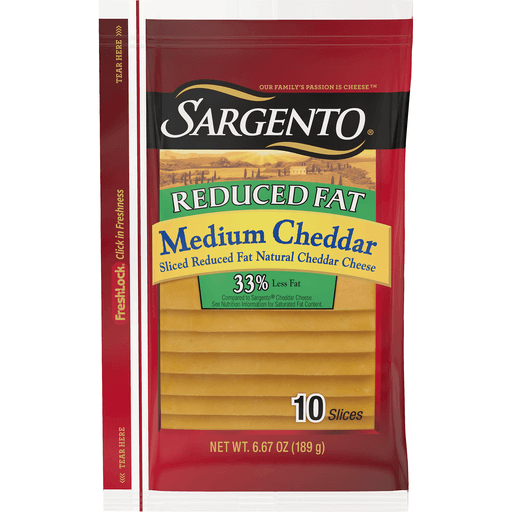 Sargento® Sliced Reduced Fat Medium Natural Cheddar Cheese, 10 Slices ...