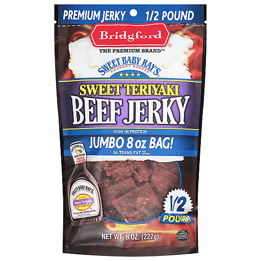 Bridgford Sweet Teriyaki Beef Jerky Jumbo Bag! 8 oz