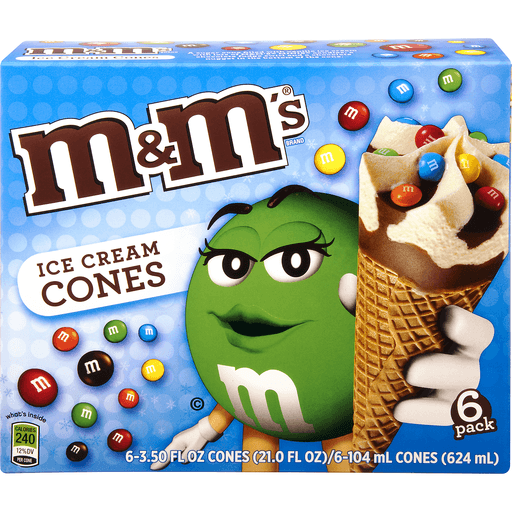 M&M'S Ice Cream Cones With Vanilla Ice Cream 6-count Box