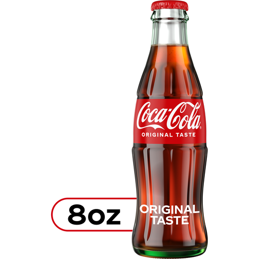 Coca-Cola Cane Sugar Soda Soft Drink Glass Bottle, 8 fl oz
