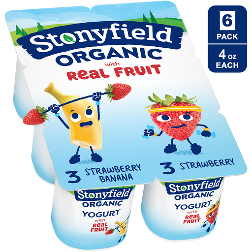 Stonyfield Farm Organic Yokids Yogurt, Lowfat, Strawberry, Banana Strawberry