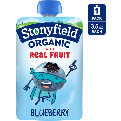 Stonyfield Organic Kids Blueberry Reduced Fat Yogurt, 3.5 oz Pouch
