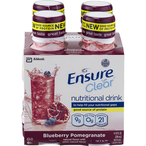 Ensure Clear Nutrition Drink, Fat Free, Blueberry Pomegranate, 10