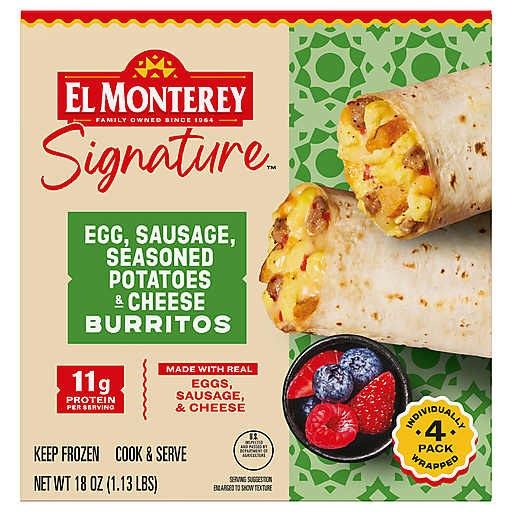 El Monterey Egg, Sausage, Seasoned Potatoes & Cheese Burritos 4 ea