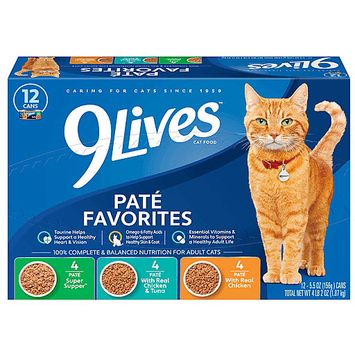 9 Lives Pate Favorites Super/With Real Chicken Tuna/With Real Chicken Cat Food 12 ea