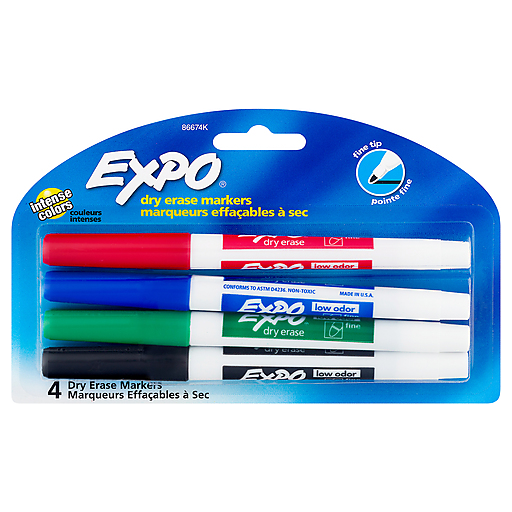 Slim Dry Erase Markers, Set of 4