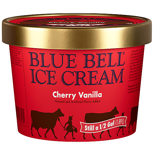 Blue Bell Cherry Vanilla Ice Cream 0.5 gal