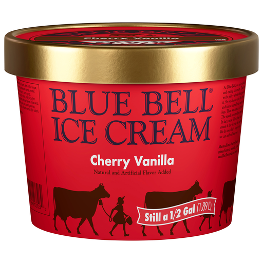 Blue Bell Cherry Vanilla Ice Cream 0.5 gal