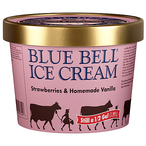 Blue Bell Strawberries & Homemade Vanilla Ice Cream 0.5 gal