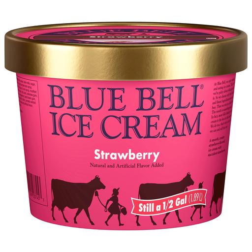 Blue Bell Strawberry Ice Cream 0.5 gal