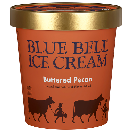 Blue Bell Buttered Pecan Ice Cream 1 pt