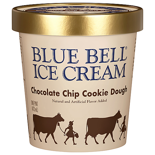 Blue Bell Chocolate Chip Cookie Dough Ice Cream 1 pt