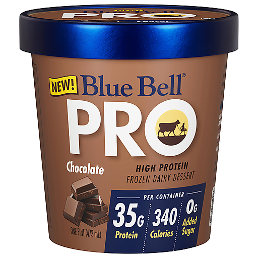 Blue Bell Chocolate High Protein Frozen Dairy Dessert 1 pt