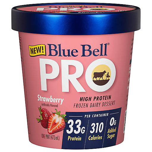Blue Bell Strawberry High Protein Frozen Dairy Dessert 1 pt