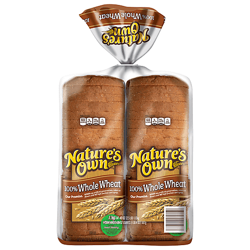 Nature's Own 100% Whole Wheat, Whole Wheat Sandwich Bread, 2-20 Oz 