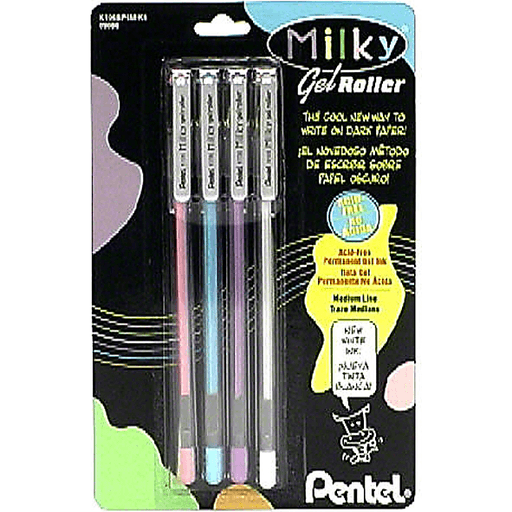 Pentel Milky Gel Roller, Medium Line, Assorted Colors
