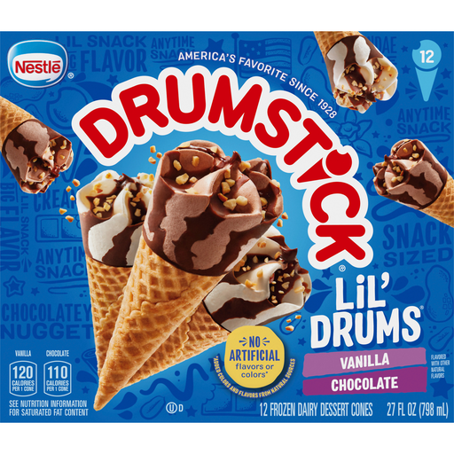 Drumstick Lil' Drums 12 Pack Snack Size Vanilla/Chocolate Frozen