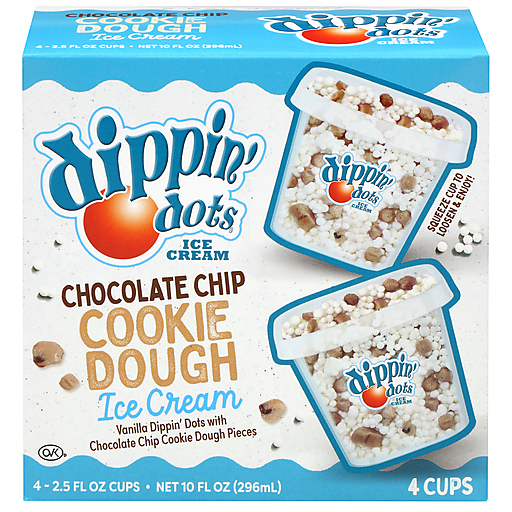 Dippin' Dots Chocolate Chip Cookie Dough Ice Cream 4 ea