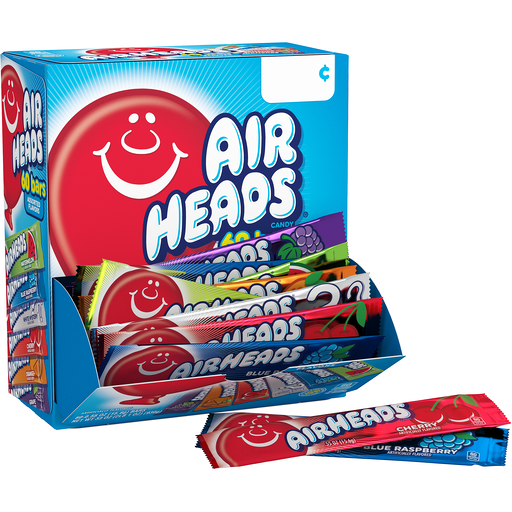 Airheads Full-Size Candy Bars, Taffy Candy Variety Pack, Individually Wrapped Bulk Candy, Six Assorted Fruit Flavors Artificially Flavored, 60 Count Box