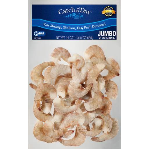 Catch of the Day® Jumbo Raw Shrimp, Shell-on, Easy Peel, Deveined 24 oz. Bag