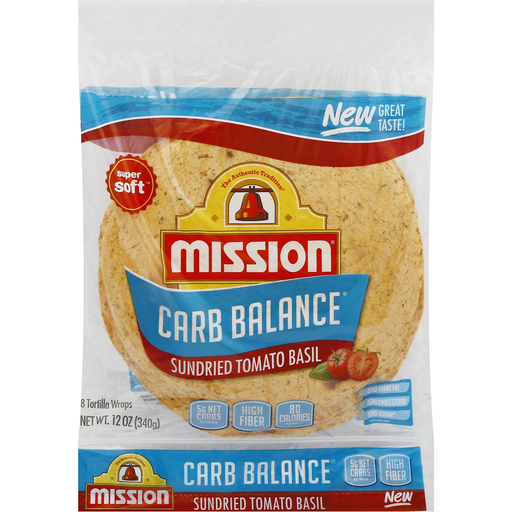 Mission Carb Balance Tortilla Wraps Sundried Tomato Basil Super