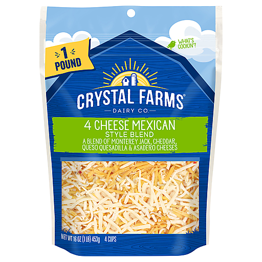 Crystal Farms Cheese, 4 Cheese Mexican Style Blend 16 Oz 