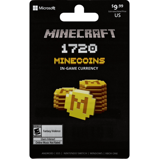 Microsoft Minecraft Gift Card, Mine Coins, 1720, $9.99 | Gift 