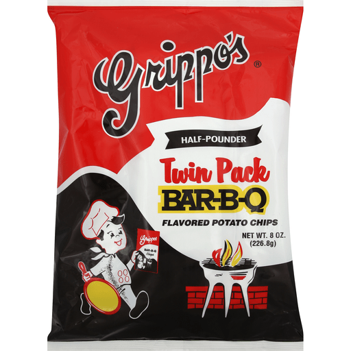 Grippos Potato Chips, Half Pounder, Bar-B-Q Flavored, Twin Pack ...