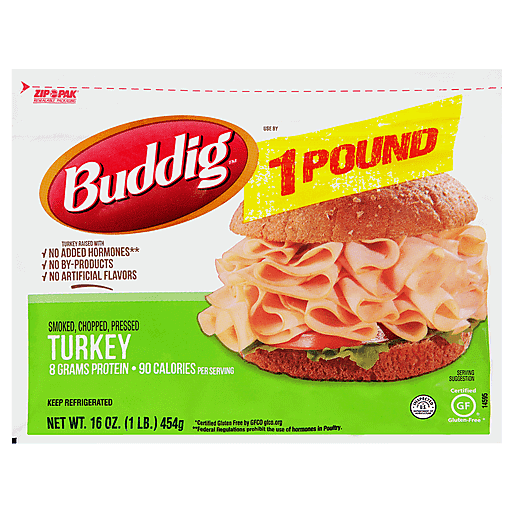 Buddig Turkey, Smoked, Chopped, Pressed 16 oz | Ground Beef & Burgers ...