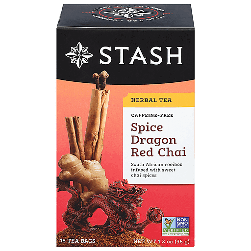 Stash Tea Bags Caffeine Free Spice Dragon Red Chai Herbal Tea 18 ea