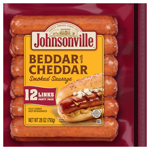 Johnsonville Beddar With Cheddar Smoked Sausage Party Pack 12 ea