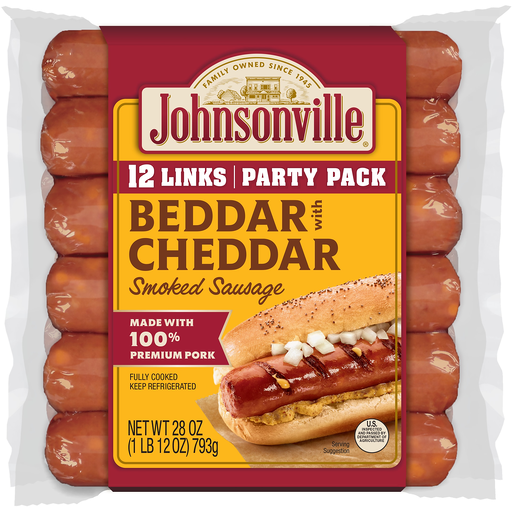 Johnsonville Beddar With Cheddar Smoked Sausage Party Pack 12 ea