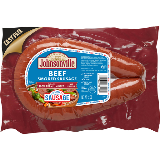 Johnsonville Smoked Beef Rope Sausage, 12 oz