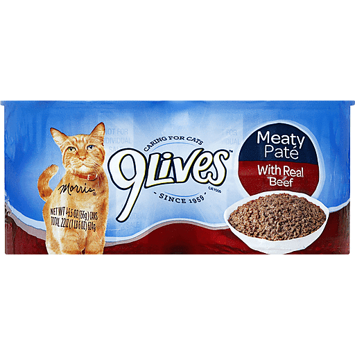 9 Lives Cat Food With Real Beef Meaty Pate 4 Ea Cat Food