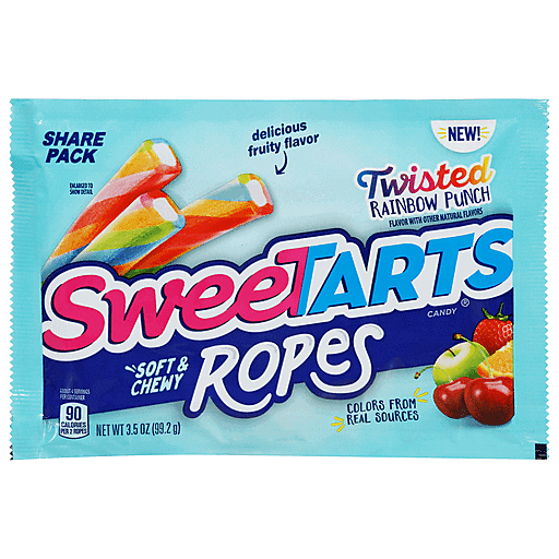 Sweetarts Ropes, Twisted Rainbow Punch, Share Pack 3.5 Oz, Packaged Candy
