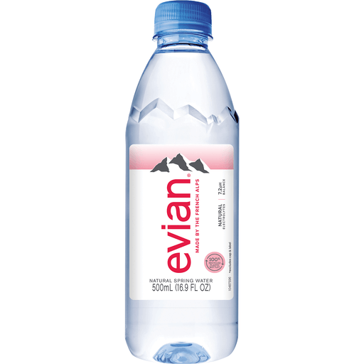 evian Natural Spring Water, 500 ML (16.9 fl oz) bottle