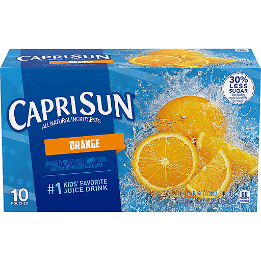 Capri Sun Orange Flavored Juice Drink Blend, 10 Ct - Pouches, 60.0