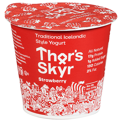 Thor's Skyr Traditional Icelandic Style Strawberry Yogurt 6 Oz, Yogurt