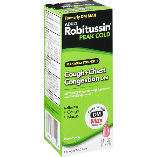 Robitussin Peak Cold Cough + Chest Congestion DM, Maximum Strength, DM ...